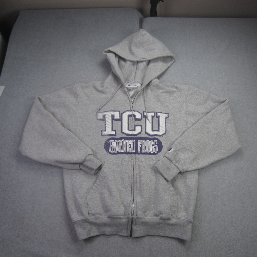 TCU Horned Frogs Jacket Mens‎ Small Gray Champion Full Zip Hoodie NCAA